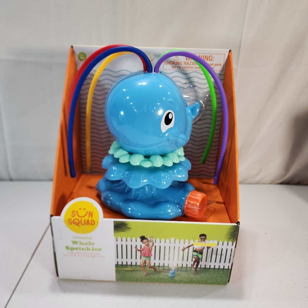 Sun Squad Spinning Blue Whale Sprinkler With Water Spouting Wiggle Tubes New